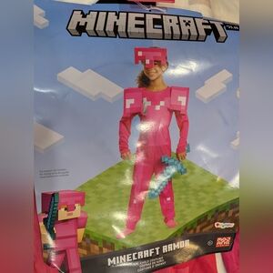 Minecraft Classic Armor NEW Kids Med 7-8 Pink Halloween Costume Jumpsuit w/Mask